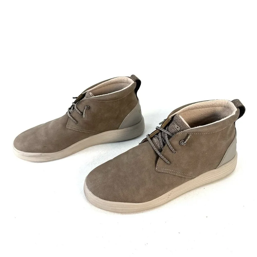 Hey Dude Mens Jo Suede Nut Brown Lace Up Chukka Boot Sneakers Size 8